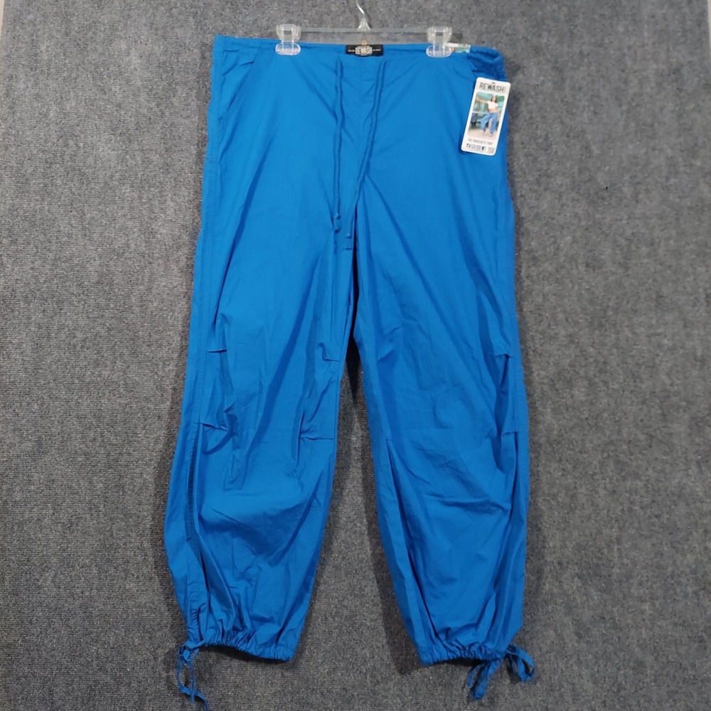 Rewash Parachute Pants Womens Large Blue Drawstring Ankle Lightweight Streetwear